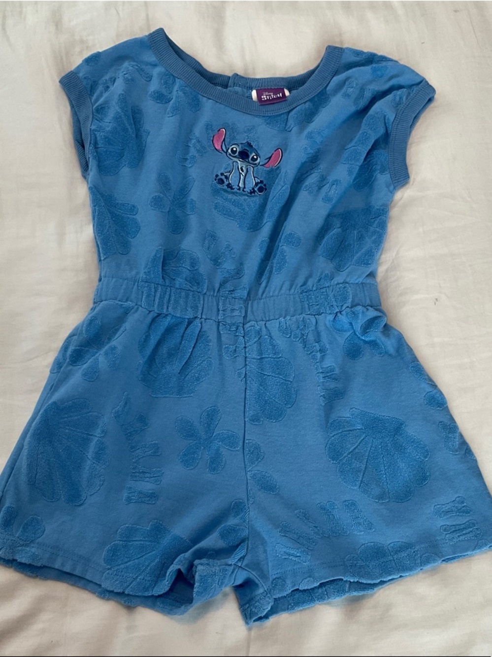 Girls Disney Blue Lilo & Stitch Embroidered Girls' Romper